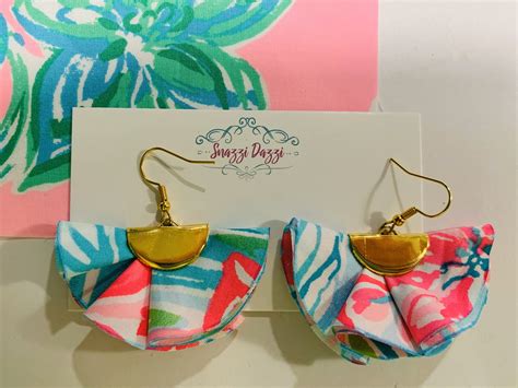 Lilly Pulitzer Fabric Earrings Lilly Pulitzer Earrings Etsy Fabric