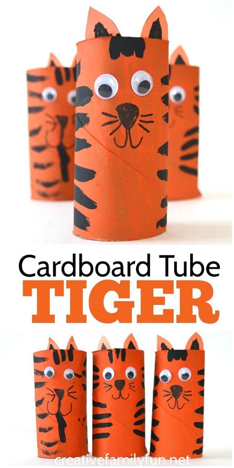 Cardboard Tube Tiger Craft For Kids Tiger Crafts Cardboard Tube