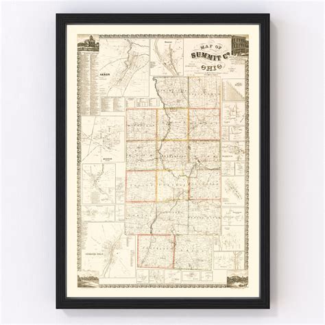 Vintage Map Of Summit County Ohio 1856 By Teds Vintage Art
