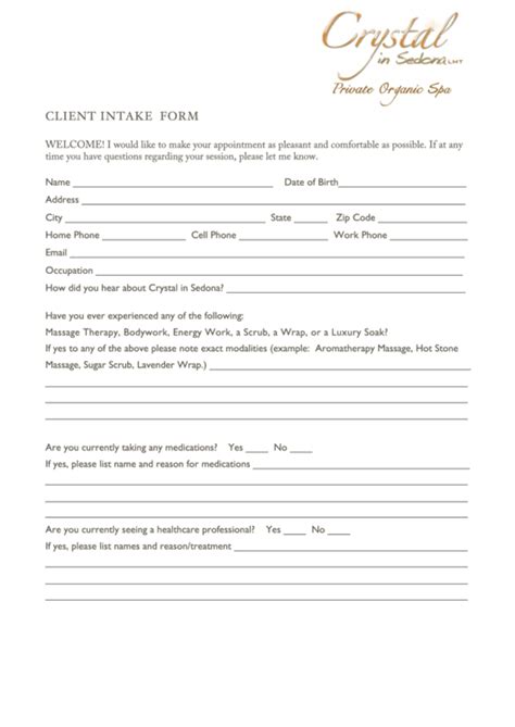 The internal revenue service (irs) makes it simple to download and print tax forms. Client Intake Form printable pdf download