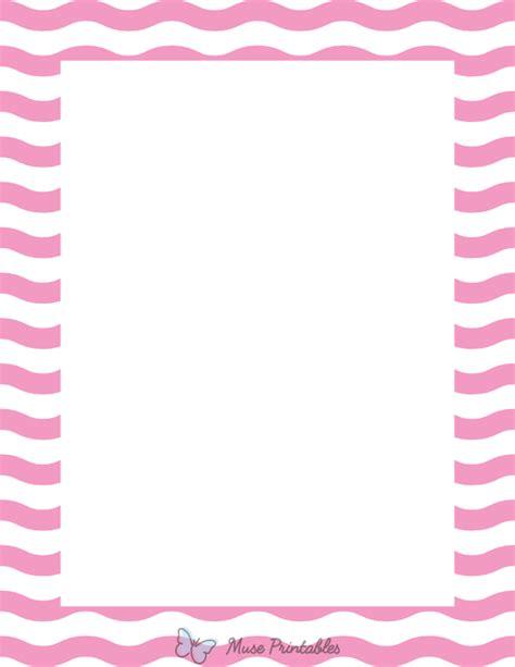 Printable Pink And White Wavy Stripe Page Border