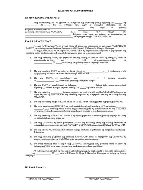 Kasunduan sa pagpapaupa ng apartment sample affidavit of desistance tagalog sample. Kasunduan Sa Pagpapaupa1