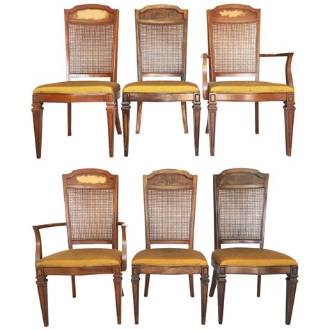 Furniwell dining chairs mid century modern dsw chair upholstered side kitchen chairs with wood leg and soft padded cushion for kitchen, dining, bedroom, living room set of 4 (black) 4.5 out of 5 stars. Century Furniture Hibriten Cane Back Dining Chairs - Set ...