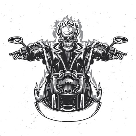 Premium Vector Skeleton Riding On The Motorcycle