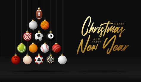 Sport Christmas Illustration Creative Xmas Tree Made By Football