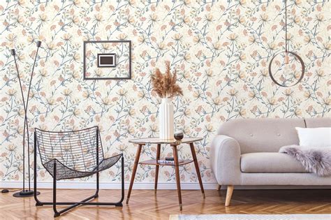 Vintage Floral Self Adhesive Wallpaper Plants Removable Peel Etsy