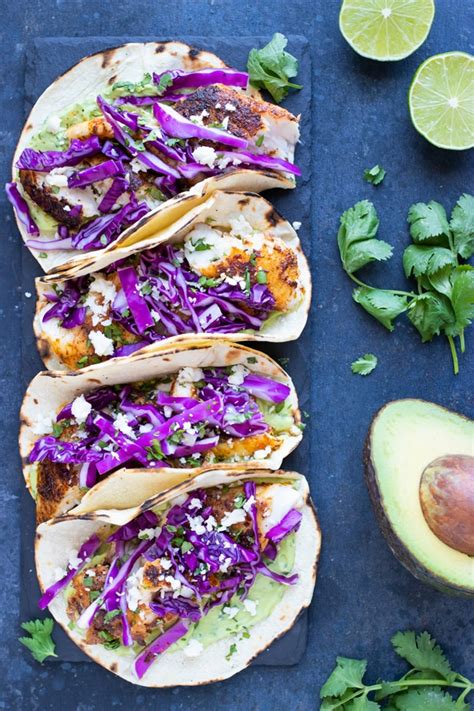 Blackened Fish Tacos With Avocado Sauce Evolving Table