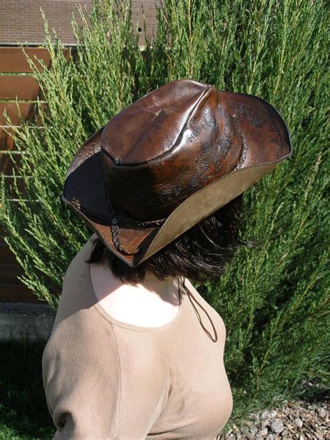 Leather Hat Tooled Leather Hat Vintage Hat Vintage Leather Etsy