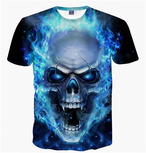 2018 Summer 3d Printed Skull Womenmens O Neck T Shirt Printing Flame