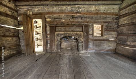 Pioneer Log Cabin Interior Wooden Interior Of Historic Pioneer Cabin