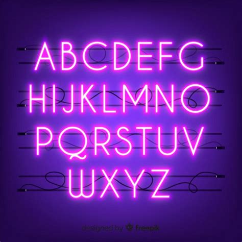 Free Vector Neon Alphabet Lettering Alphabet Neon Lettering Fonts