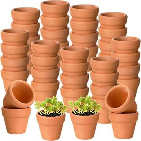 100 Pcs Tiny Terracotta Pots 13 Inch Small Mini Clay Pots With