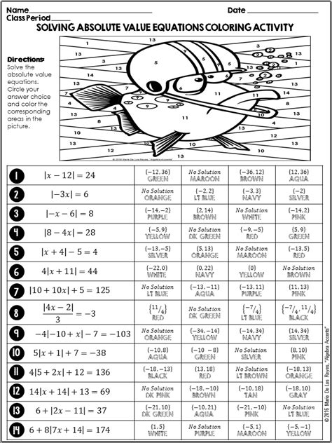 Mobile friendly solving systems of linear equations by graphing. Solving Absolute Value Equations Coloring Activity ...