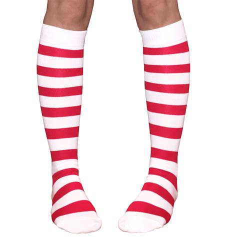 brown and white striped socks