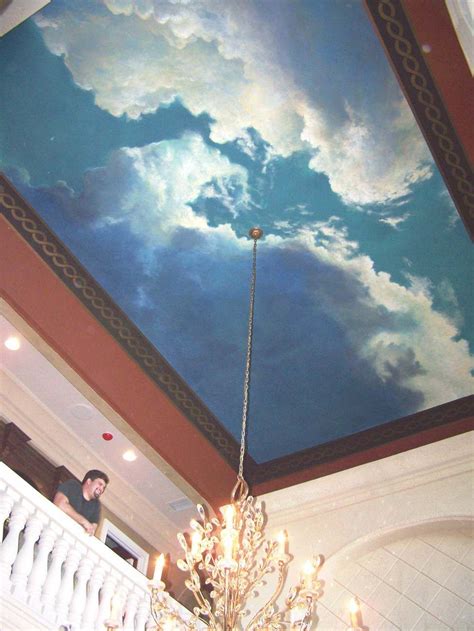 Incredible Mural Ceiling Painting With Low Cost Home Decorating Ideas
