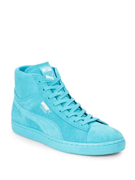 lyst puma suede mid classic high top sneakers in blue for men