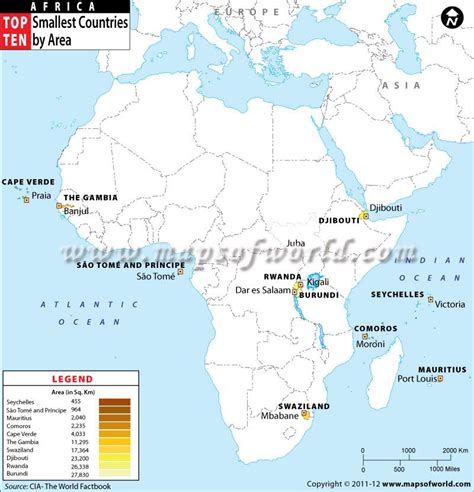 Top Ten Smallest African Countries By Area Africa Map Travel The
