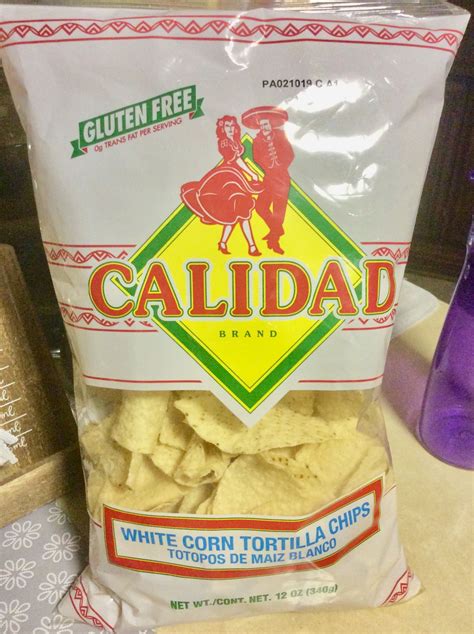 Corn, tortilla, chips, appetizer, snack, gluten free, vegetarian, vegan. Calidad Brand Gluten Free White Corn Tortilla Chips ...