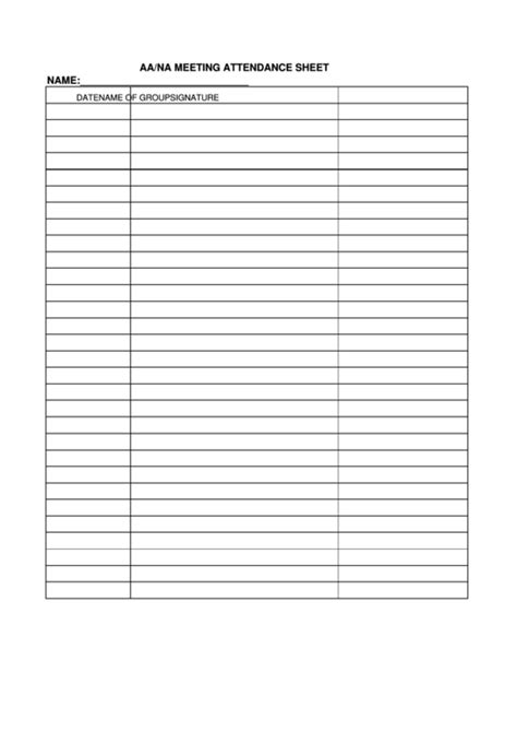 Top 11 Aa Attendance Sheets Free To Download In Pdf Format