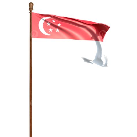 Singapore Flag With Pole Singapore Flag Waving Singapore Flag