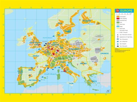 Fun Europe Map In The Form Of A Fake City Map