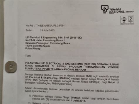Skim latihan 1 malaysia tnb industri bekalan elektrik. Contoh Surat Rayuan Tnb