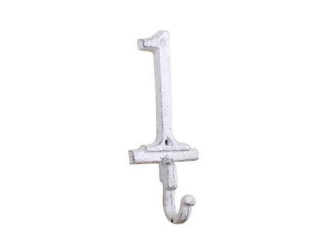 Wholesale Whitewashed Cast Iron Number 1 Wall Hook 6in Hampton Nautical