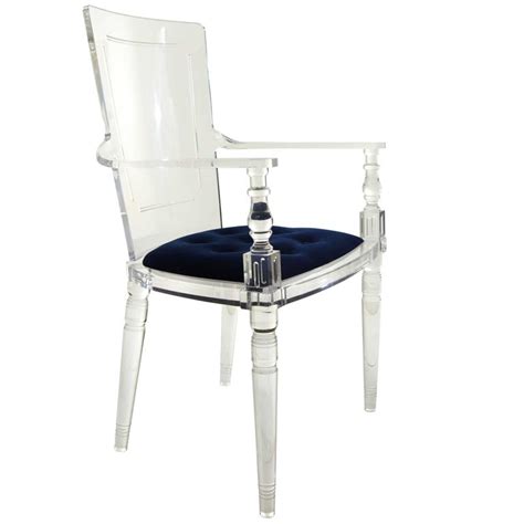 Wash with mild soap and water. Modern Style Lucite Dining and Accent Chair with Navy Blue Velvet Upholstery For Sale at 1stdibs