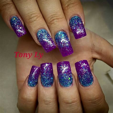 Blue And Purple Glitter Purple Glitter Nails Purple Nail Designs Purple Nails