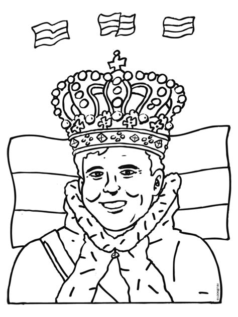 Kleurplaat koning Willem Alexander Kleuters Thema Koningsdag Pinterest