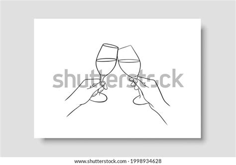 Continuous Line Drawing Hands Cheering Glasses Stock Vector Royalty Free 1998934628 Shutterstock