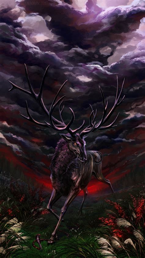 Картинки Олени с рогами Фантастика Волшебные животные x