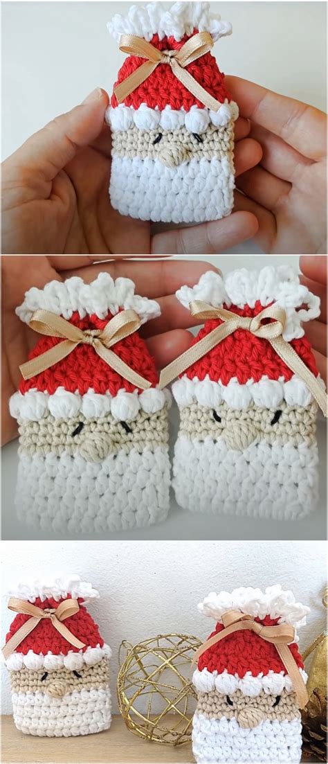 how to crochet tiny santa claus bag crochet ideas