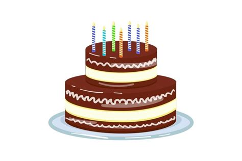 Chocolate Cream Cake Icon Cartoon Vector Happy Birthday