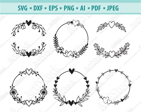 Flowers Svg Heart Laurel Wreath Svg Floral Svg Botanical Etsy Ireland