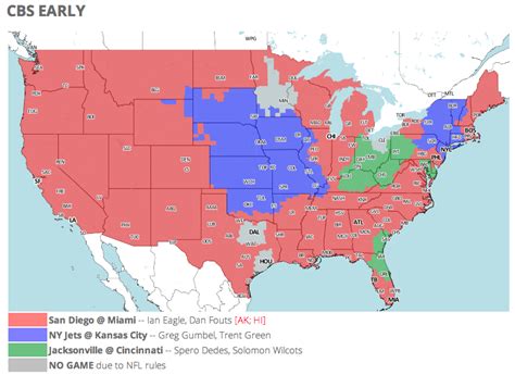 Nfl Tv Schedule And Coverage Map Week 9