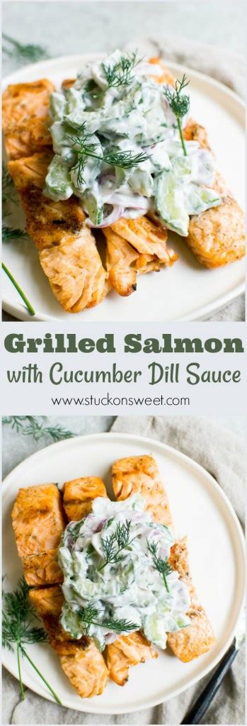 Grilled Salmon With Cucumber Dill Sauce