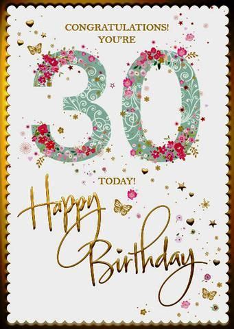 Happy 30th birthday wishes, 30th bday memes and messages. 30th Birthday Card Female (30th birthday card woman ...