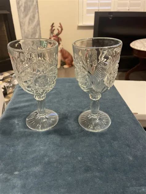 Libbey Clear Glass Goblets In Hobstar Design Water Wine Beverage Set Of 2 22 90 Picclick