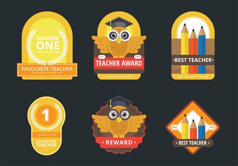 Teacher Rewards Sticker Set Badge And Emblem Set 230186 Vector Art At
