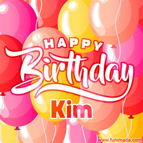 Happy Birthday Kim - Colorful Animated Floating Balloons ...