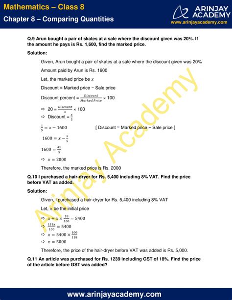 Ncert Solutions For Class 8 Maths Chapter 8 Exercise 8 2 Comparing Quantities