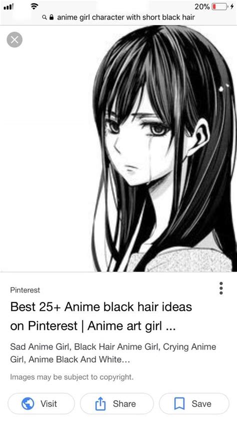 Sad Anime Girl With Short Black Hair