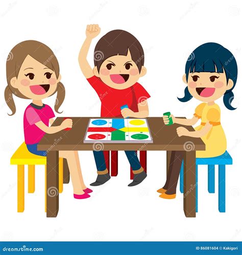 Kids Playing Board Game Stock Vector Illustration Of Asian 86081604