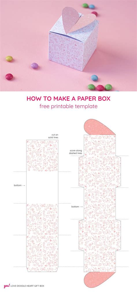 Doodle Pattern Heart T Box Diy Free Printable Template With