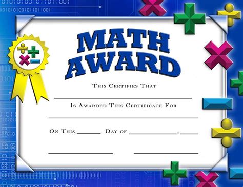 Free Printable Math Certificates For Students Free Templates Printable