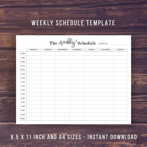 Weekly Schedule Printable Weekly Planner 2016 Weekly | Etsy | Weekly schedule, Weekly schedule ...