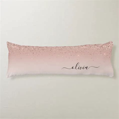 Pink Rose Gold Brushed Metal Monogram Name Body Pillow Zazzle