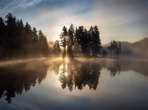 Wallpaper Sunlight Trees Landscape Forest Sunset Lake Water