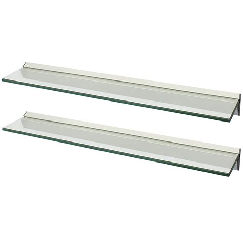 Hartleys Pair 80x15cm Clear Floating Glass Wall Shelves Storage Display Shelf 5051990732223 Ebay